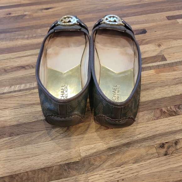MK Michael Kors Fulton Moccasin Brown Monogram Flat Slip On Shoes - Picture 5 of 16
